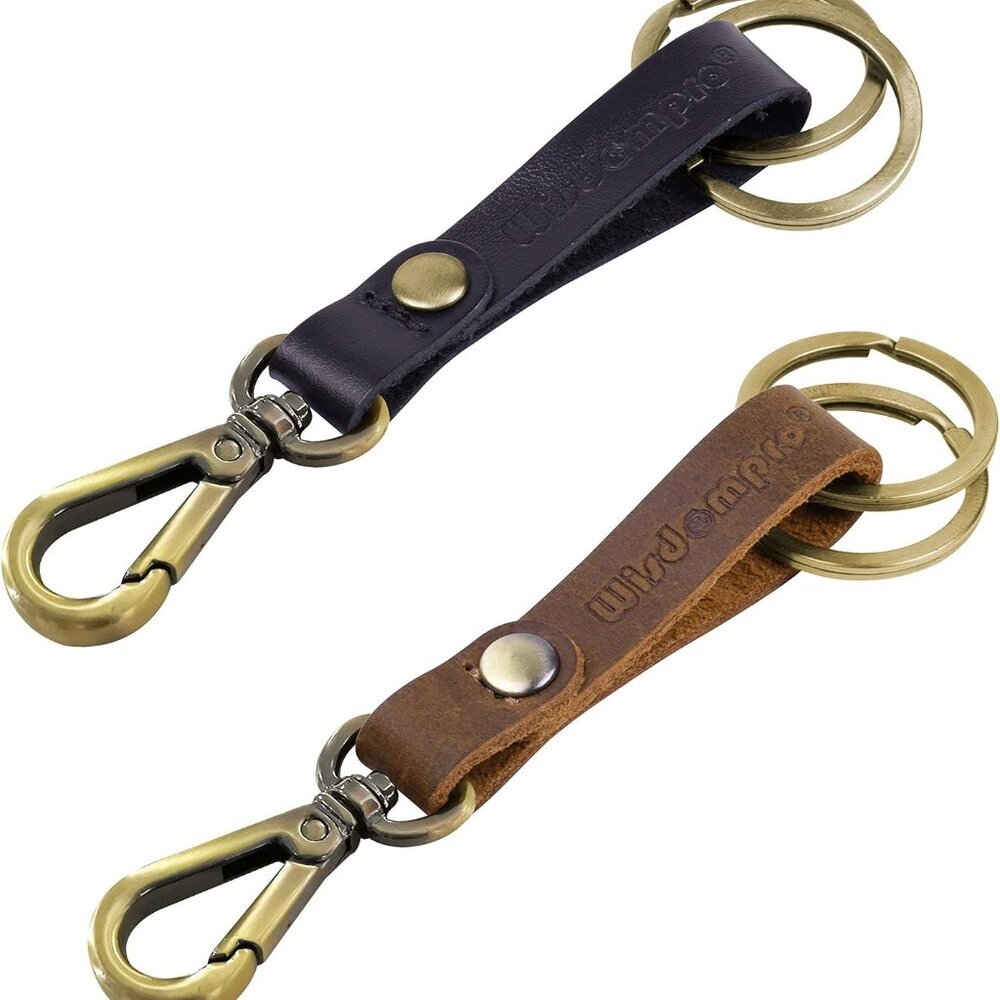 2 Pcs Genuine Leather Keychain, Key Chain with Belt Loop Clip for Keys